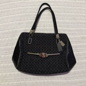 Black Coach Kristin Signature Jacquard Satchel